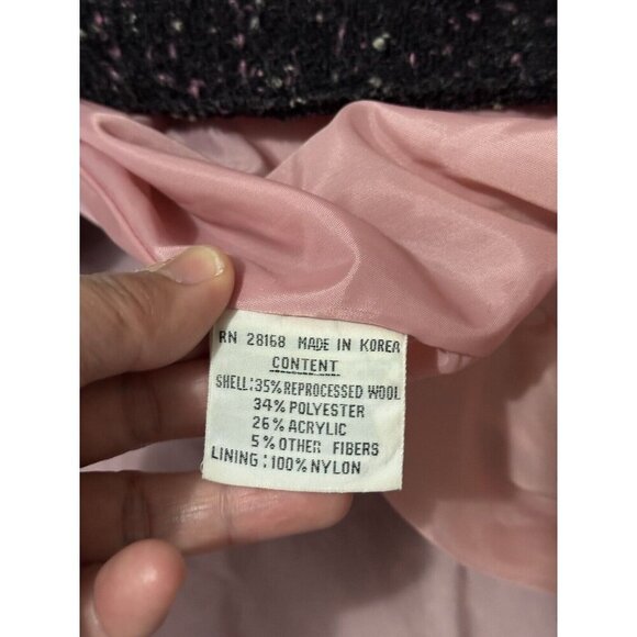 Womens Wool Blend Mandarin Collar Button Down Speckled Pink Jacket Coat Sz 22 - Picture 8 of 11